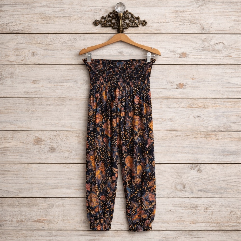 Free People Aloha gauze floral tropical elastic waist pants XS